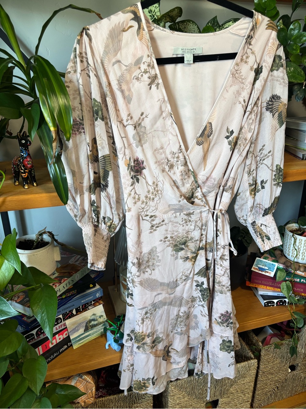 All Saints Ari Peggy Floral Print Mini Wrap Dress | Size 4 - Picture 4 of 8
